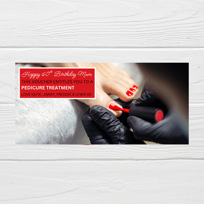 Surprise Ticket Print | Personalised Red Pedicure Nail Appointment Ticket Voucher | Gift Idea