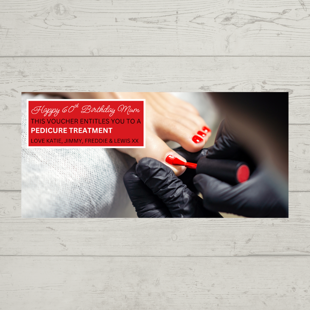 Surprise Ticket Print | Personalised Red Pedicure Nail Appointment Ticket Voucher | Gift Idea