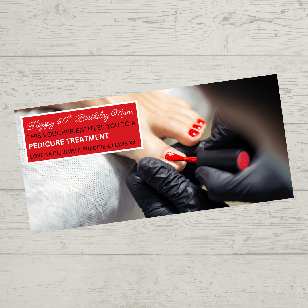 Surprise Ticket Print | Personalised Red Pedicure Nail Appointment Ticket Voucher | Gift Idea