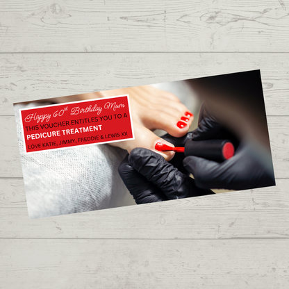 Surprise Ticket Print | Personalised Red Pedicure Nail Appointment Ticket Voucher | Gift Idea