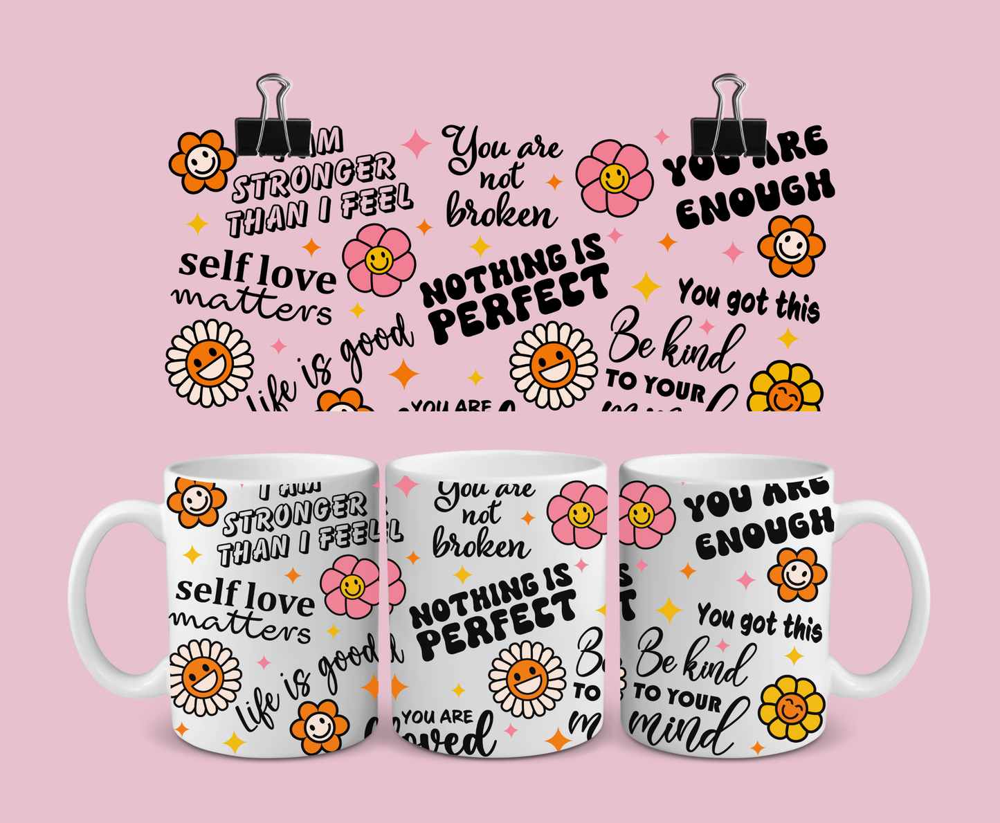 Positive Flower Affirmations Mug | Positive Quote Mug | Gift Idea