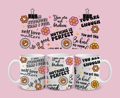 Positive Flower Affirmations Mug | Positive Quote Mug | Gift Idea