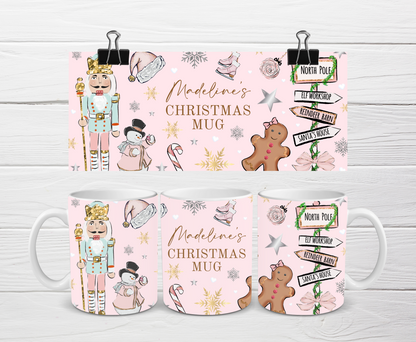 Christmas Mug | Personalised Pink Nutcracker Gingerbread Mug | Gift Idea
