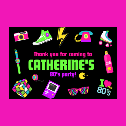Rectangle Stickers | Party Stickers | 80's Party Stickers | Party Bag Stickers