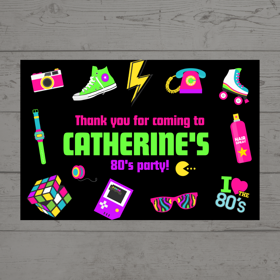 Rectangle Stickers | Party Stickers | 80's Party Stickers | Party Bag Stickers