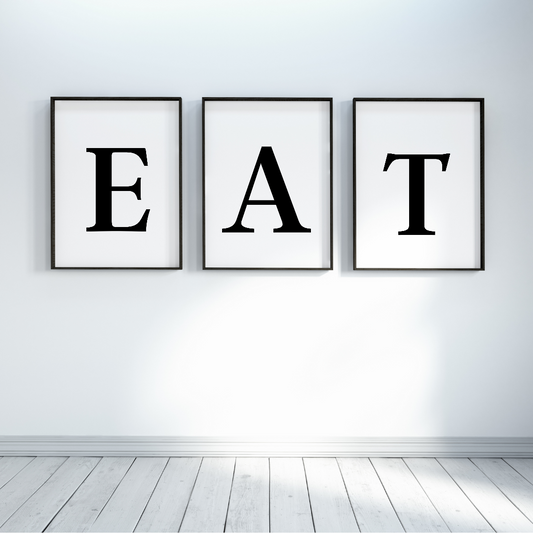 Kitchen Print | E A T Set Of Prints | Quote Print - Dinky Designs