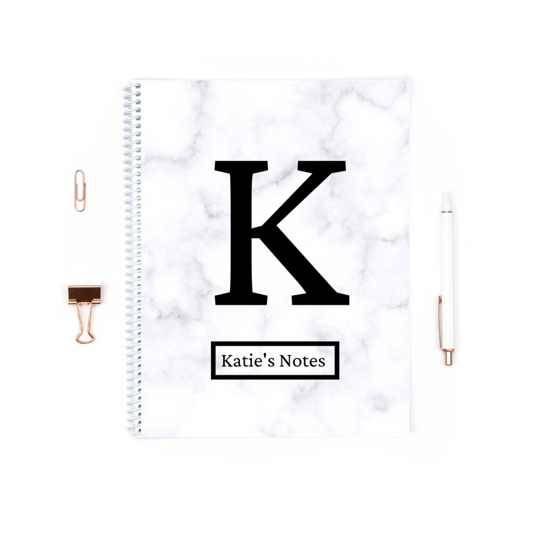 Personalised Notebook | Grey Marble Notebook | Personalised Name Notebook Gift