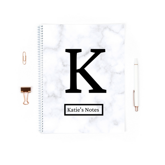 Personalised Notebook | Grey Marble Notebook | Personalised Name Notebook Gift - Dinky Designs