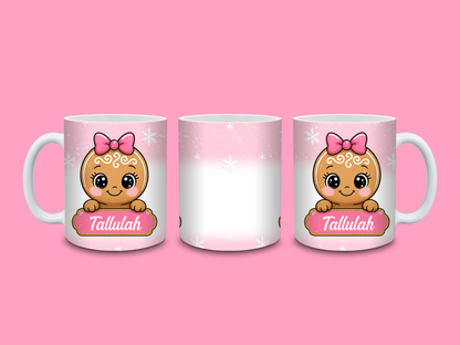 Christmas Mug | Personalised Pink Gingerbread Mug | Gift Idea