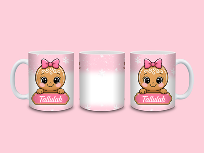 Christmas Mug | Personalised Pink Gingerbread Mug | Gift Idea