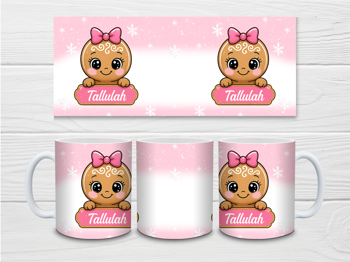 Christmas Mug | Personalised Pink Gingerbread Mug | Gift Idea