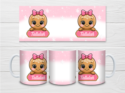 Christmas Mug | Personalised Pink Gingerbread Mug | Gift Idea