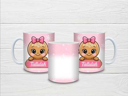 Christmas Mug | Personalised Pink Gingerbread Mug | Gift Idea