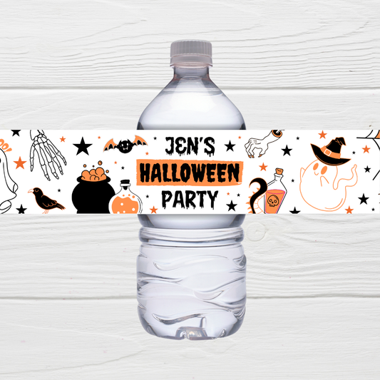 Juice Bottle Labels | Orange Halloween Labels | Water Bottle Stickers | Halloween Party | Party Stickers