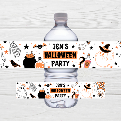 Juice Bottle Labels | Orange Halloween Labels | Water Bottle Stickers | Halloween Party | Party Stickers