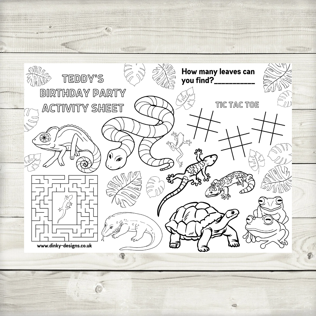 A4 Colouring Activity Sheets | Personalised Reptile Activity Sheets ...