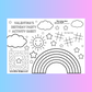 A4 Colouring Activity Sheets | Personalised Rainbow Activity Sheets | Party Bag Favours | Party Placemats