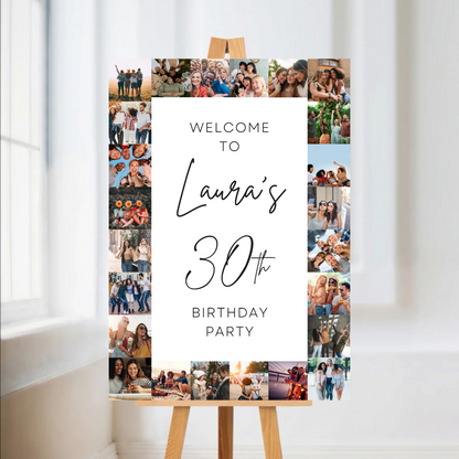 INSTANT EDITABLE DOWNLOAD - Image Photo Collage Welcome Board Sign | Personalised Birthday Board | Birthday Party Sign - Dinky Designs