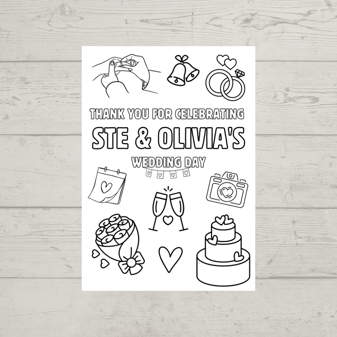 A6 Colouring Sheets | Wedding Day Colouring Sheets | Wedding Day Party Favours