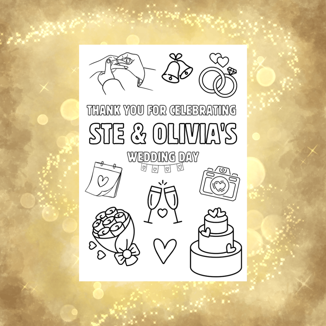 A6 Colouring Sheets | Wedding Day Colouring Sheets | Wedding Day Party Favours