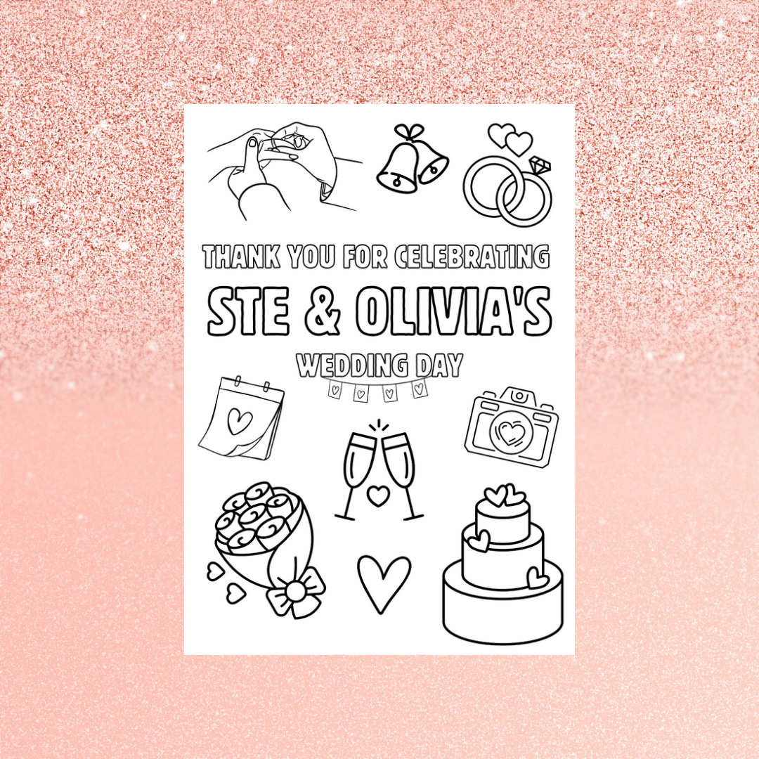 A6 Colouring Sheets | Wedding Day Colouring Sheets | Wedding Day Party Favours