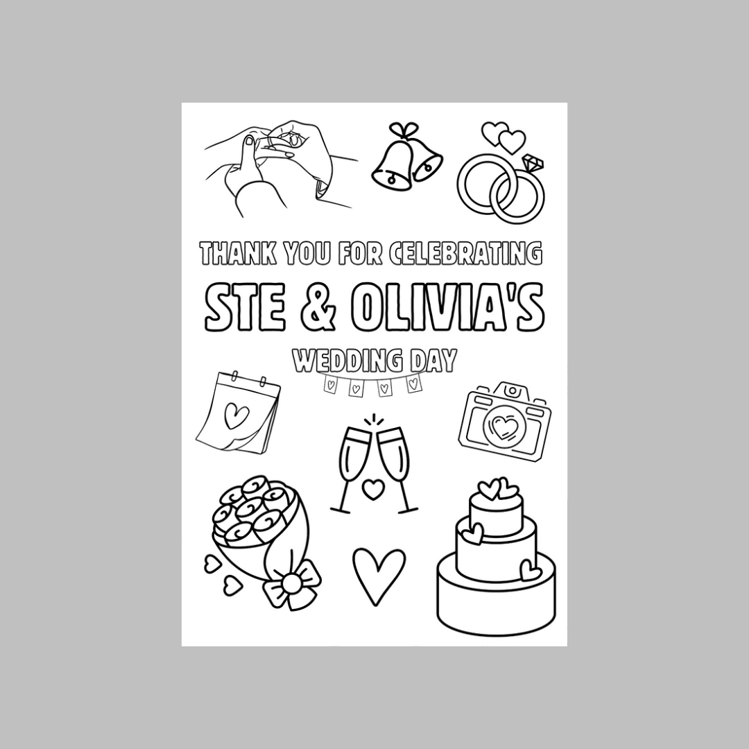 A6 Colouring Sheets | Wedding Day Colouring Sheets | Wedding Day Party Favours