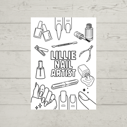 A6 Colouring Sheets | Personalised Nail Artist Technician Colouring Sheets | Salon Supplies