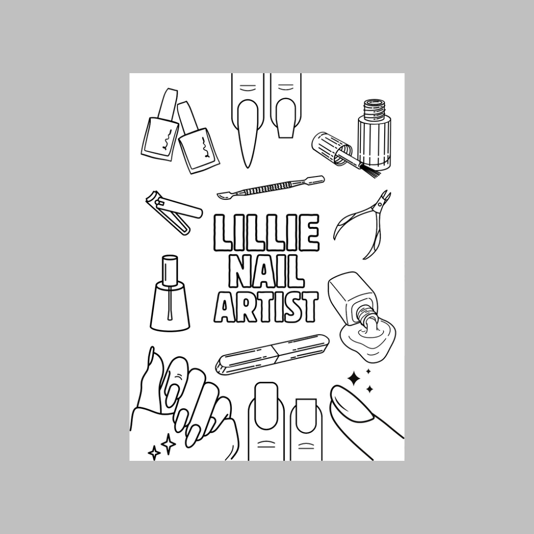 A6 Colouring Sheets | Personalised Nail Artist Technician Colouring Sheets | Salon Supplies