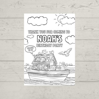 A6 Colouring Sheets | Personalised Noah's Ark Colouring Sheets | Party Bag Favours