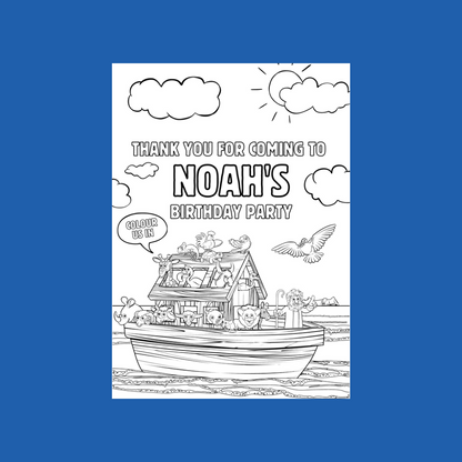 A6 Colouring Sheets | Personalised Noah's Ark Colouring Sheets | Party Bag Favours
