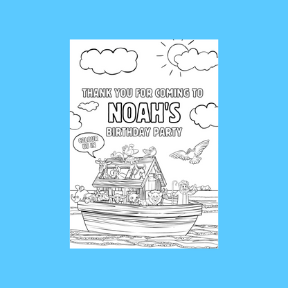 A6 Colouring Sheets | Personalised Noah's Ark Colouring Sheets | Party Bag Favours
