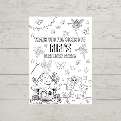 A6 Colouring Sheets | Personalised Fairy Colouring Sheets | Party Bag Favours