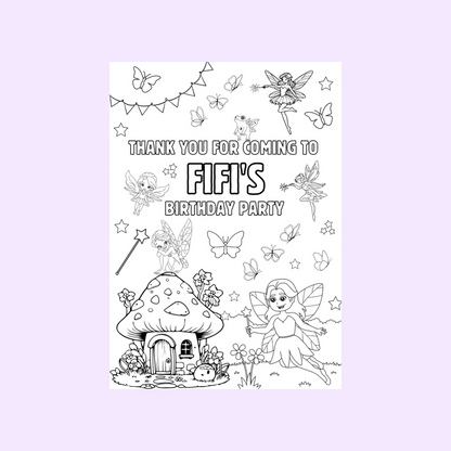 A6 Colouring Sheets | Personalised Fairy Colouring Sheets | Party Bag Favours
