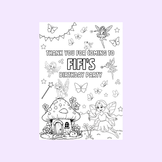 A6 Colouring Sheets | Personalised Fairy Colouring Sheets | Party Bag Favours