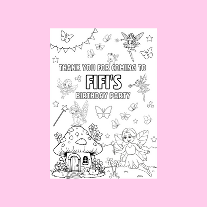 A6 Colouring Sheets | Personalised Fairy Colouring Sheets | Party Bag Favours