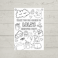 A6 Colouring Sheets | Personalised Sleepover Slumber Party Colouring Sheets | Party Bag Favours