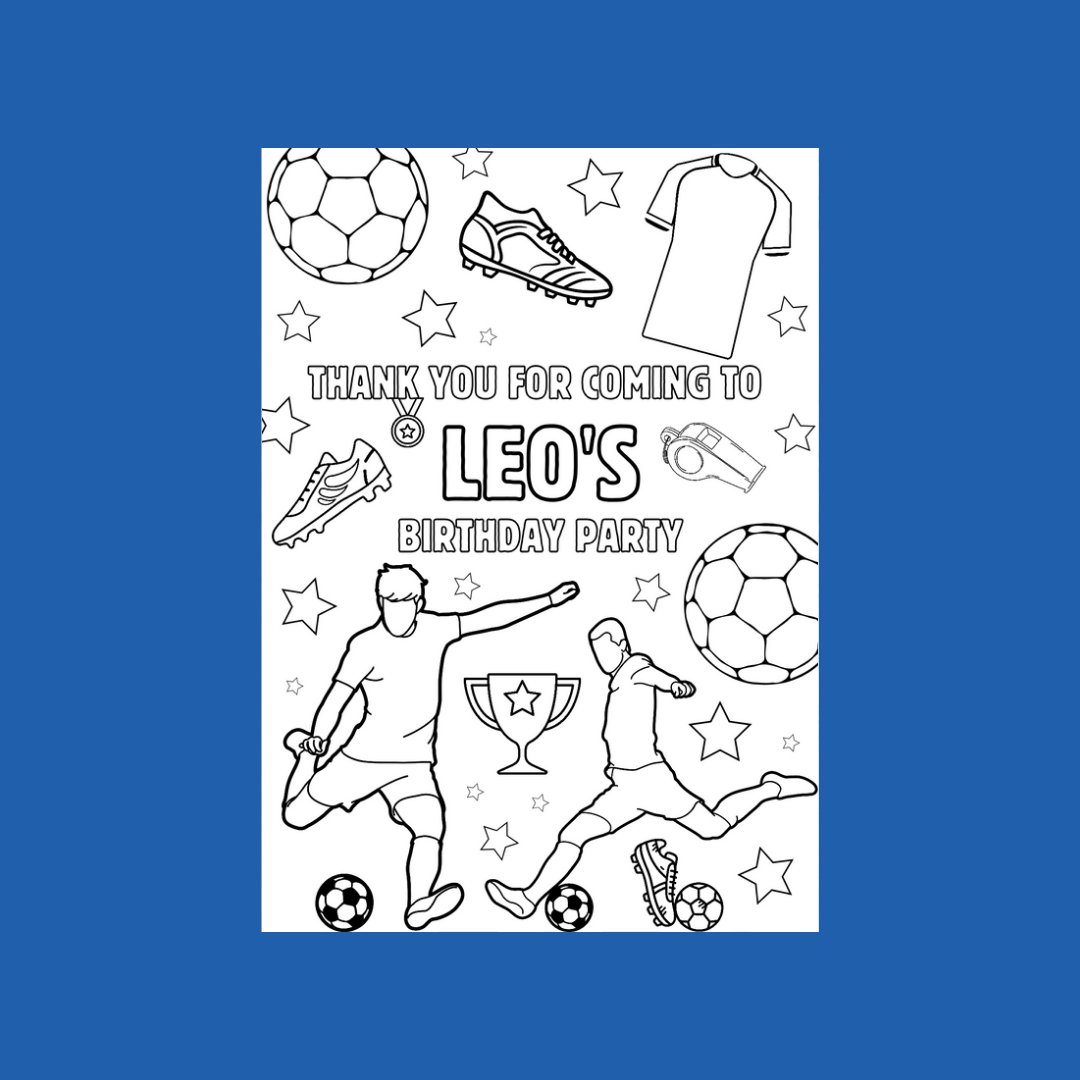 A6 Colouring Sheets | Personalised Football Colouring Sheets | Party Bag Favours