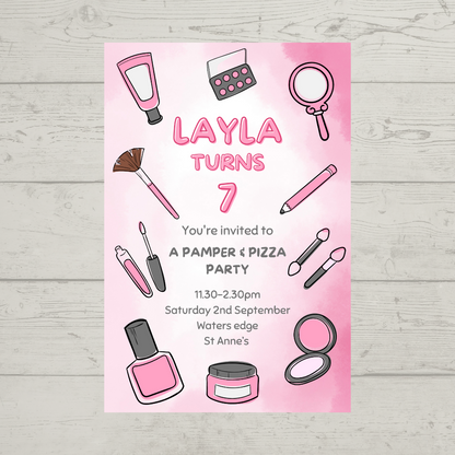 Makeup Pamper Party Invitations | A6 Invites | Makeup Pamper Theme Invitations | Party Invitations