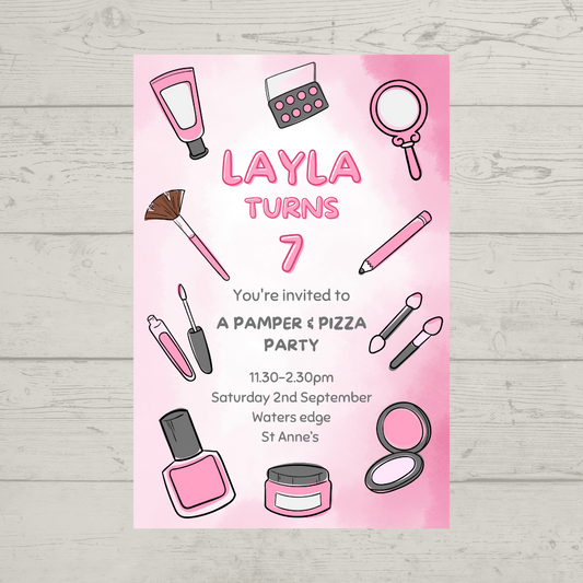Makeup Pamper Party Invitations | A6 Invites | Makeup Pamper Theme Invitations | Party Invitations