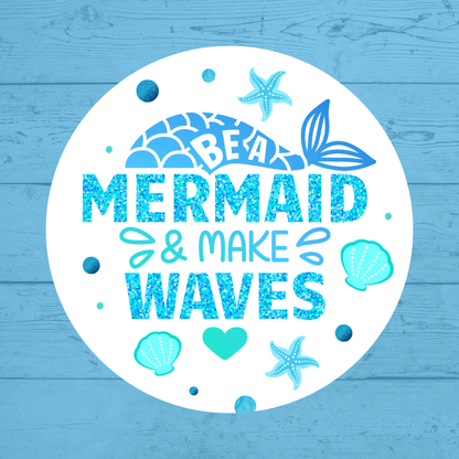 Blue Mermaid Party Stickers | Be A Mermaid | Circle Stickers | Sticker Sheet | Party Stickers | Mermaid Party Theme