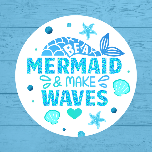 Blue Mermaid Party Stickers | Be A Mermaid | Circle Stickers | Sticker Sheet | Party Stickers | Mermaid Party Theme