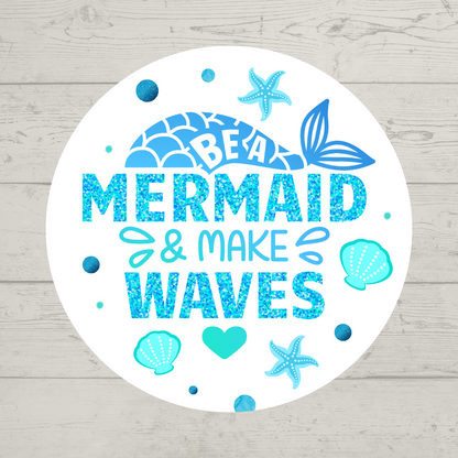 Blue Mermaid Party Stickers | Be A Mermaid | Circle Stickers | Sticker Sheet | Party Stickers | Mermaid Party Theme