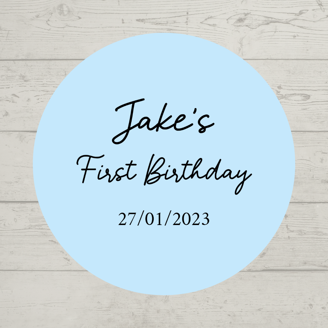 Pale Blue Party Stickers | Various Sizes | Personalised Baby Shower, Birthday, Christening Party Stickers