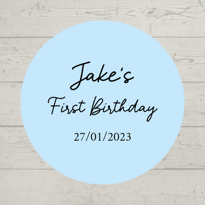 Pale Blue Party Stickers | Various Sizes | Personalised Baby Shower, Birthday, Christening Party Stickers