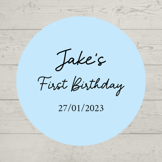 Pale Blue Party Stickers | Various Sizes | Personalised Baby Shower, Birthday, Christening Party Stickers