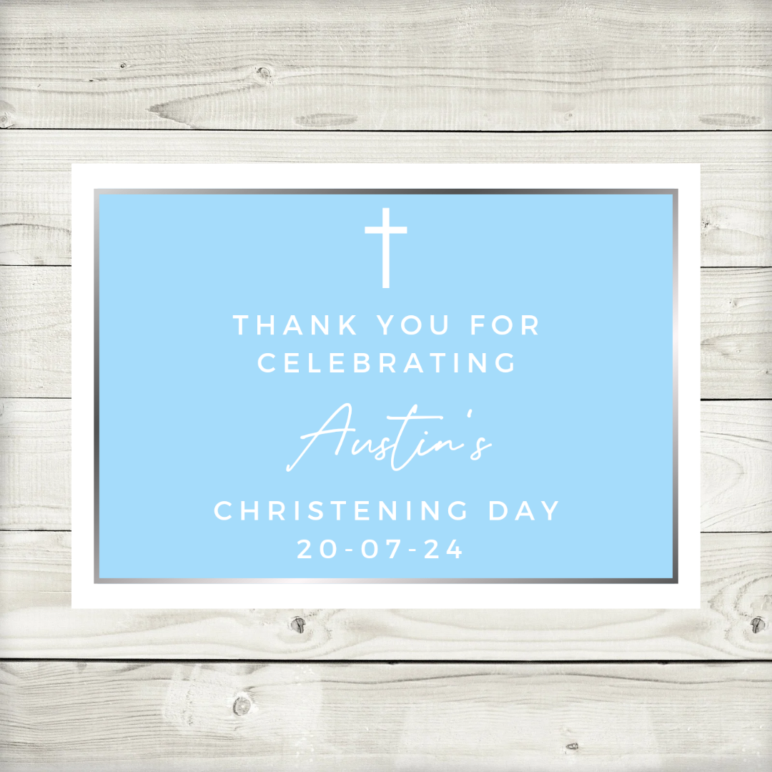 Rectangle Stickers | Party Stickers | Blue Christening Party Stickers | Party Bag Stickers