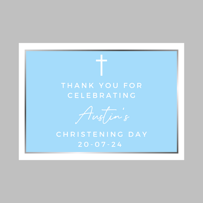 Rectangle Stickers | Party Stickers | Blue Christening Party Stickers | Party Bag Stickers