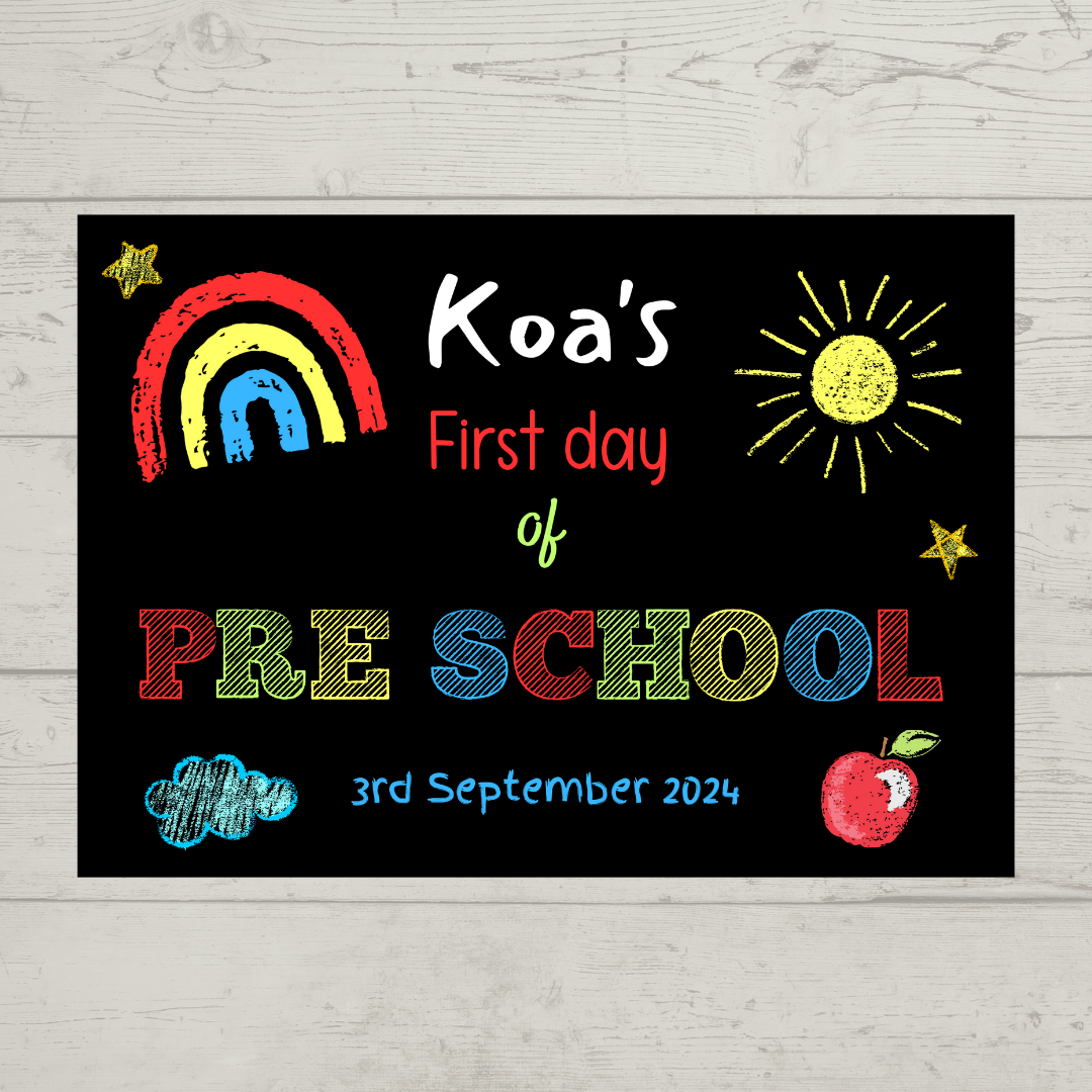 Pre School Print | Personalised First Day Of School | Keepsake Gift