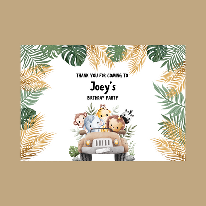 Rectangle Stickers | Party Stickers | Safari Jungle Animal Car Party Stickers | Party Bag Stickers