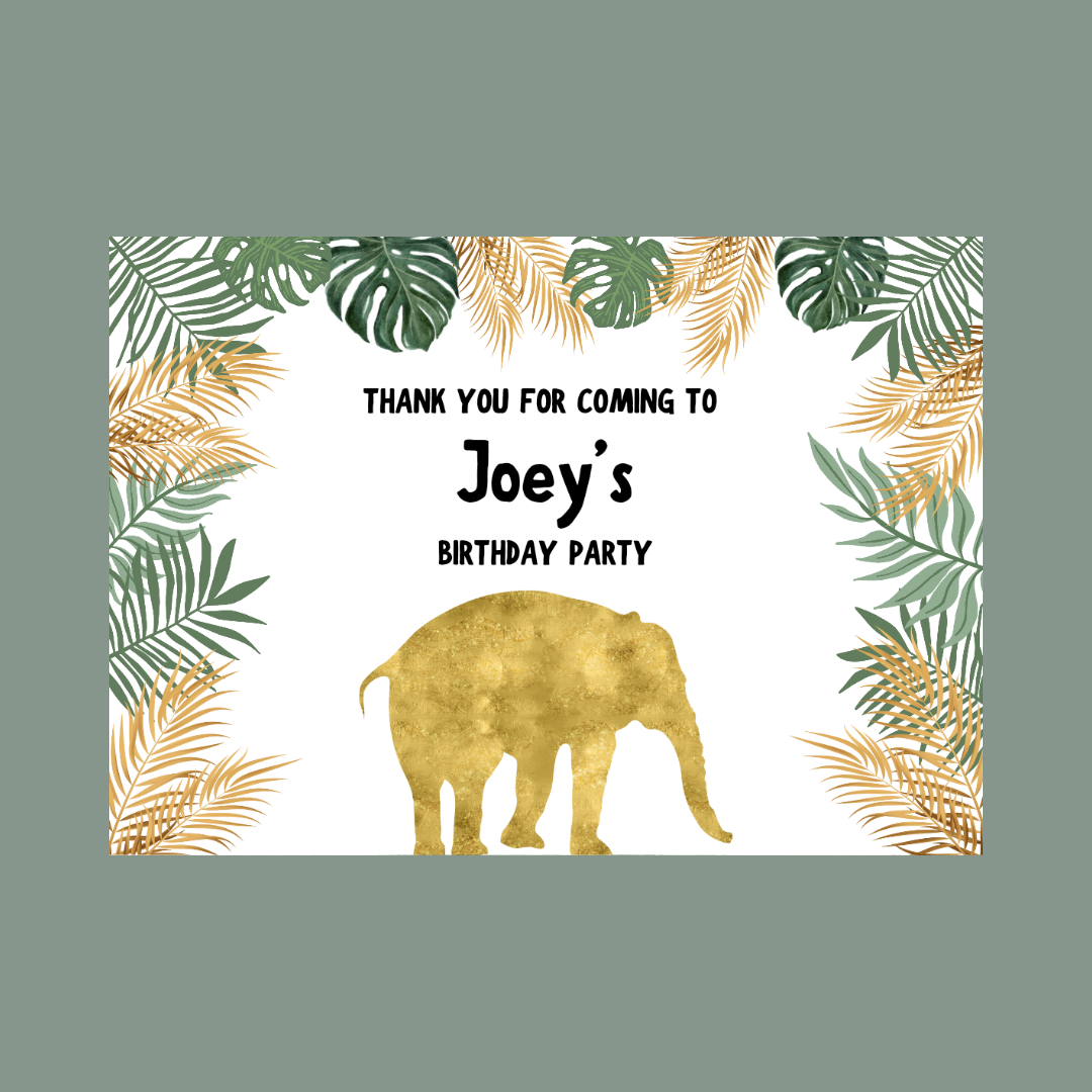 Rectangle Stickers | Party Stickers | Safari Jungle Animal Elephant Party Stickers | Party Bag Stickers